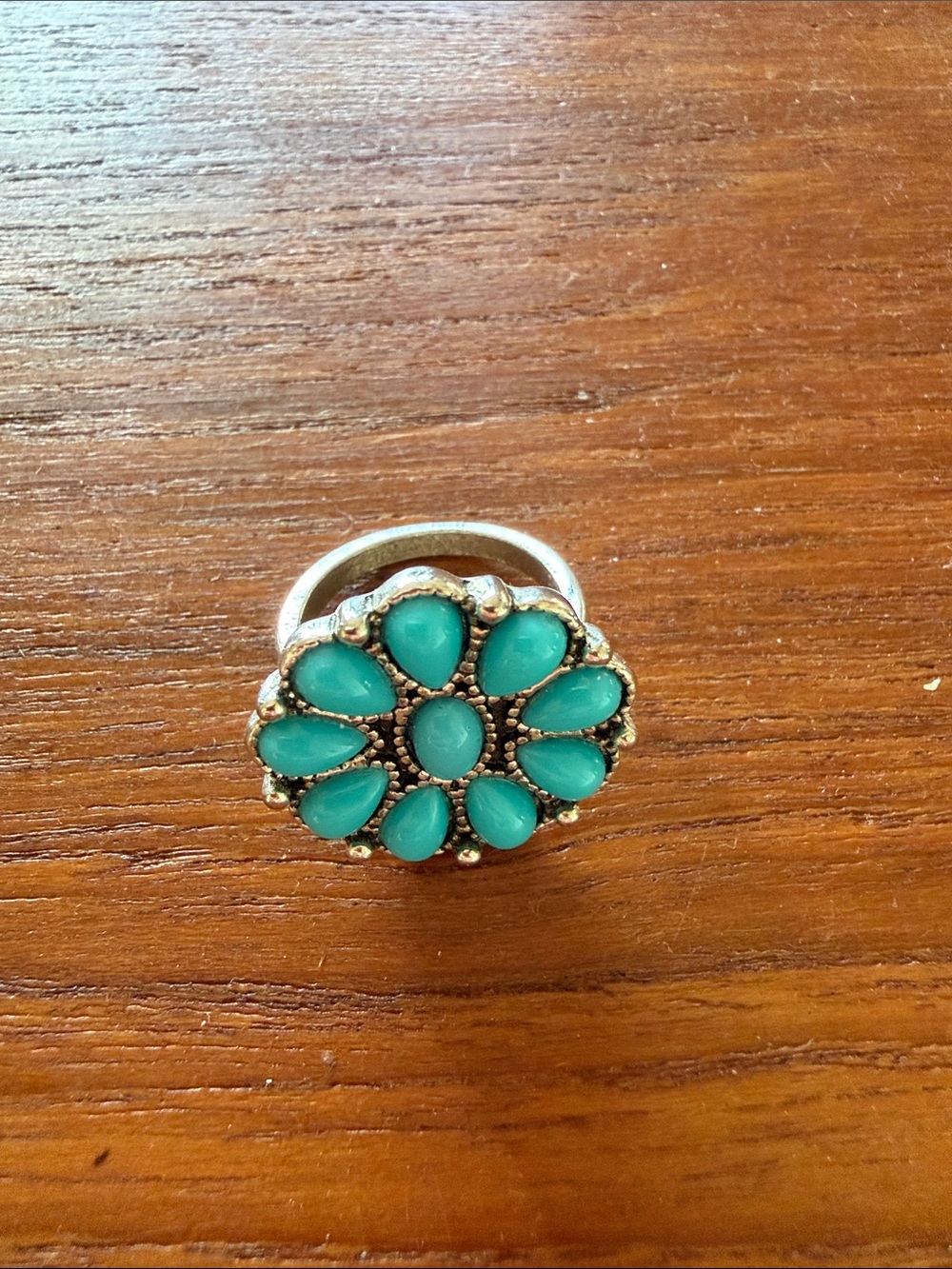 Turquoise Floral Cocktail Ring - Women Jewelry